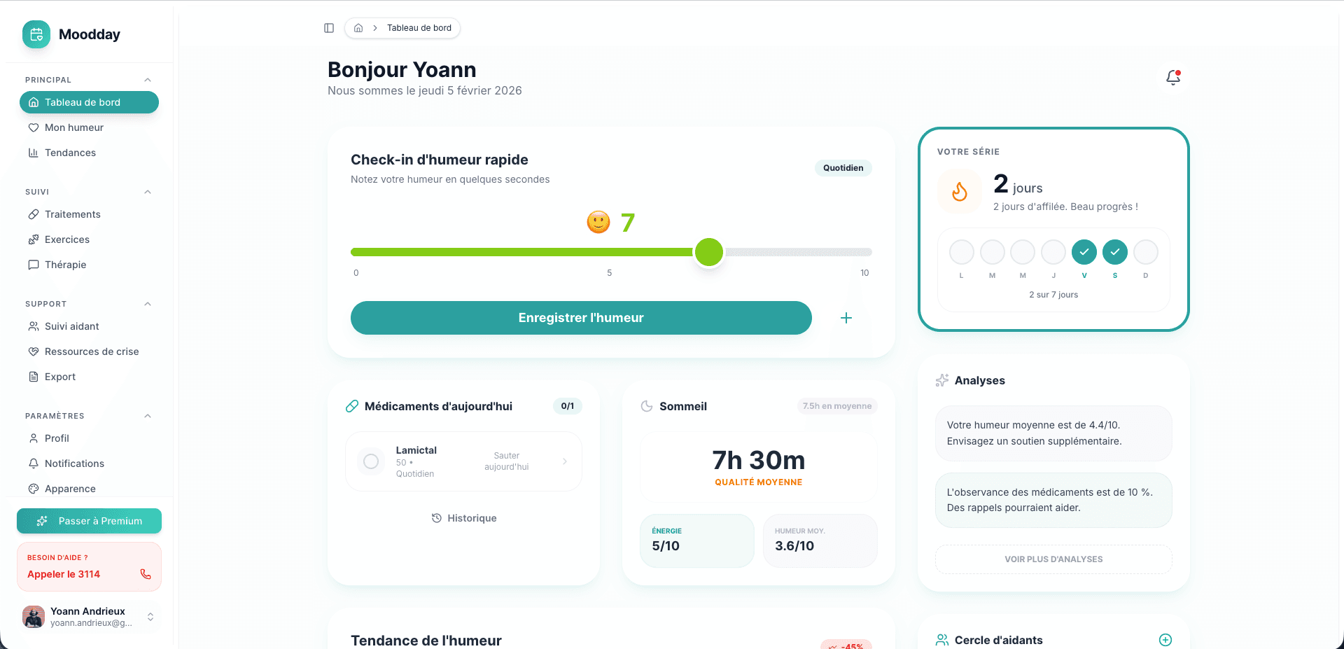 Moodday — vue produit